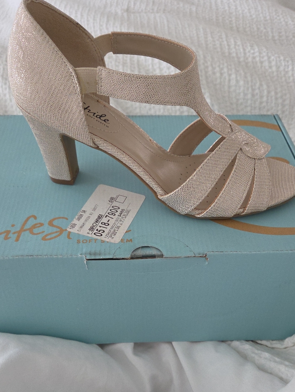 Life Stride Open-Toe Dress Heels in Champagne